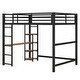 preview thumbnail 8 of 14, Full Size Metal Loft Bed with Built-in Desk and Storage Shelves, Black