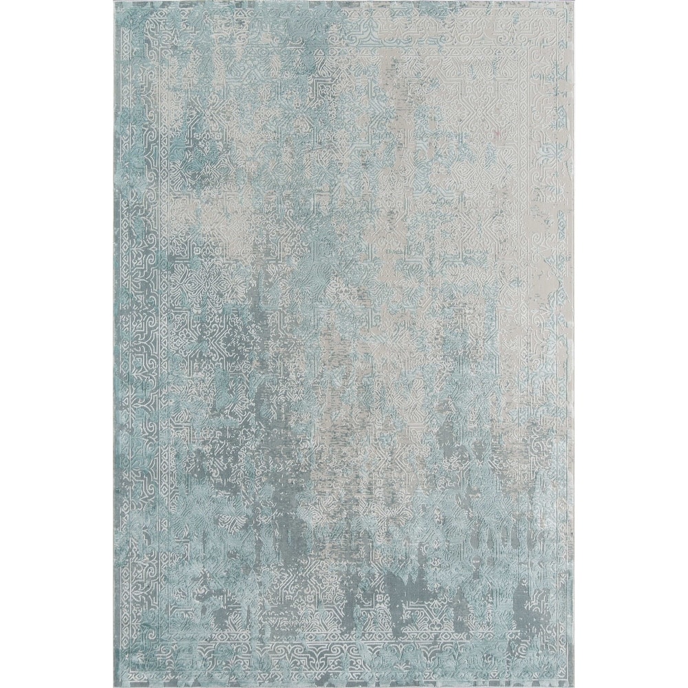 ECARPETGALLERY Machine Woven Elysia Light Blue Area Rug
