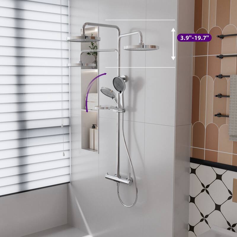 Modland Wall Mount 3-Function Shower System with 10" Rainfall, 1.59GPM, Matte Black/Rose Gold/Chrome