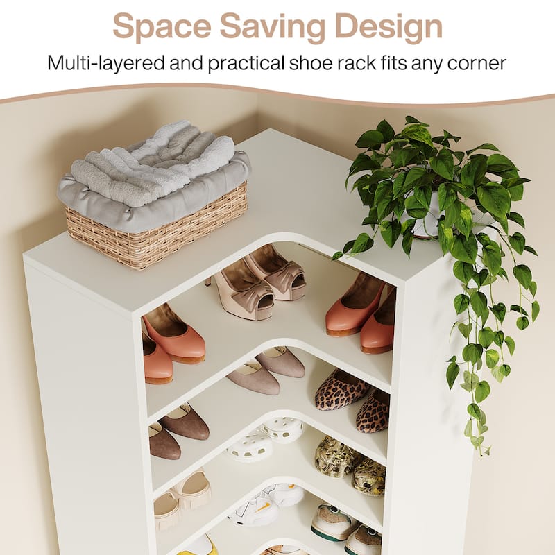 40 Pairs Tall Shoe Cabinet, 9 Tiers White Wooden Shoe Storage Rack for Closet, Entryway
