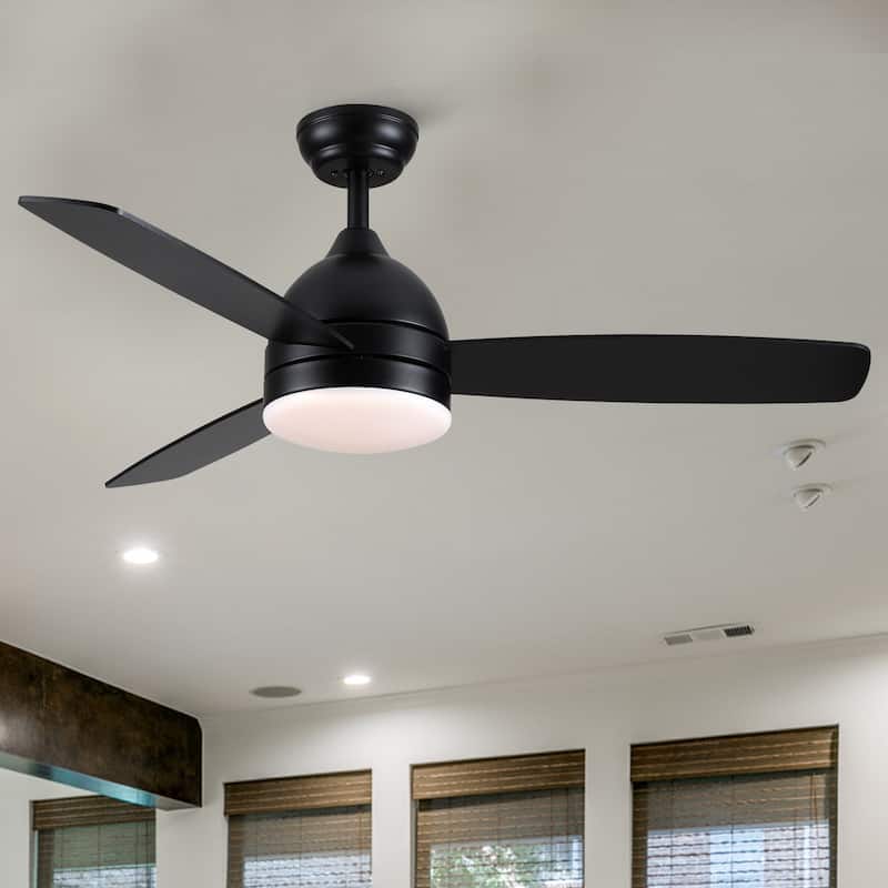 Smart 48 in. integrated LED Balck Ceiling Fan with Remote Contorl and Plywood Blades - Black