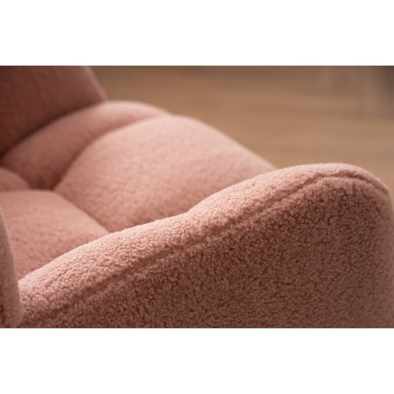 Mid Century Modern Teddy fabric Tufted Upholstered Rocking Chair Padded Seat for Living Room Bedroom