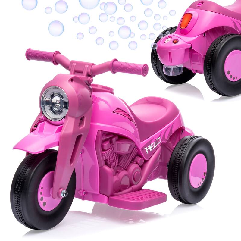 6V Battery-Powered Electric Motorcycle Ride-On Bubble Car for Kids Best Gift - Pink