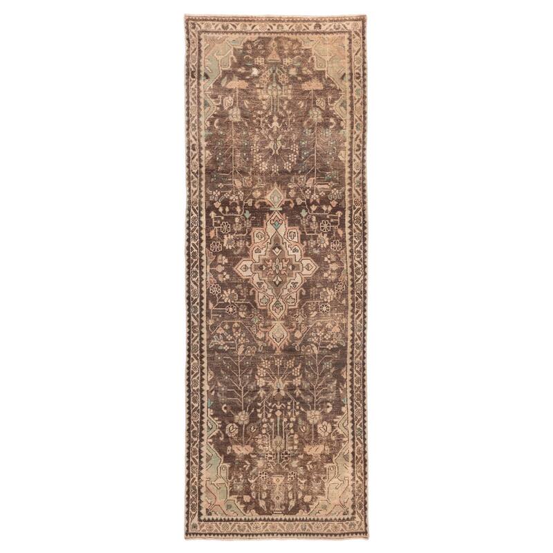ECARPETGALLERY Hand-knotted Antalya Vintage Brown Wool Rug - 3'5 x 10'7