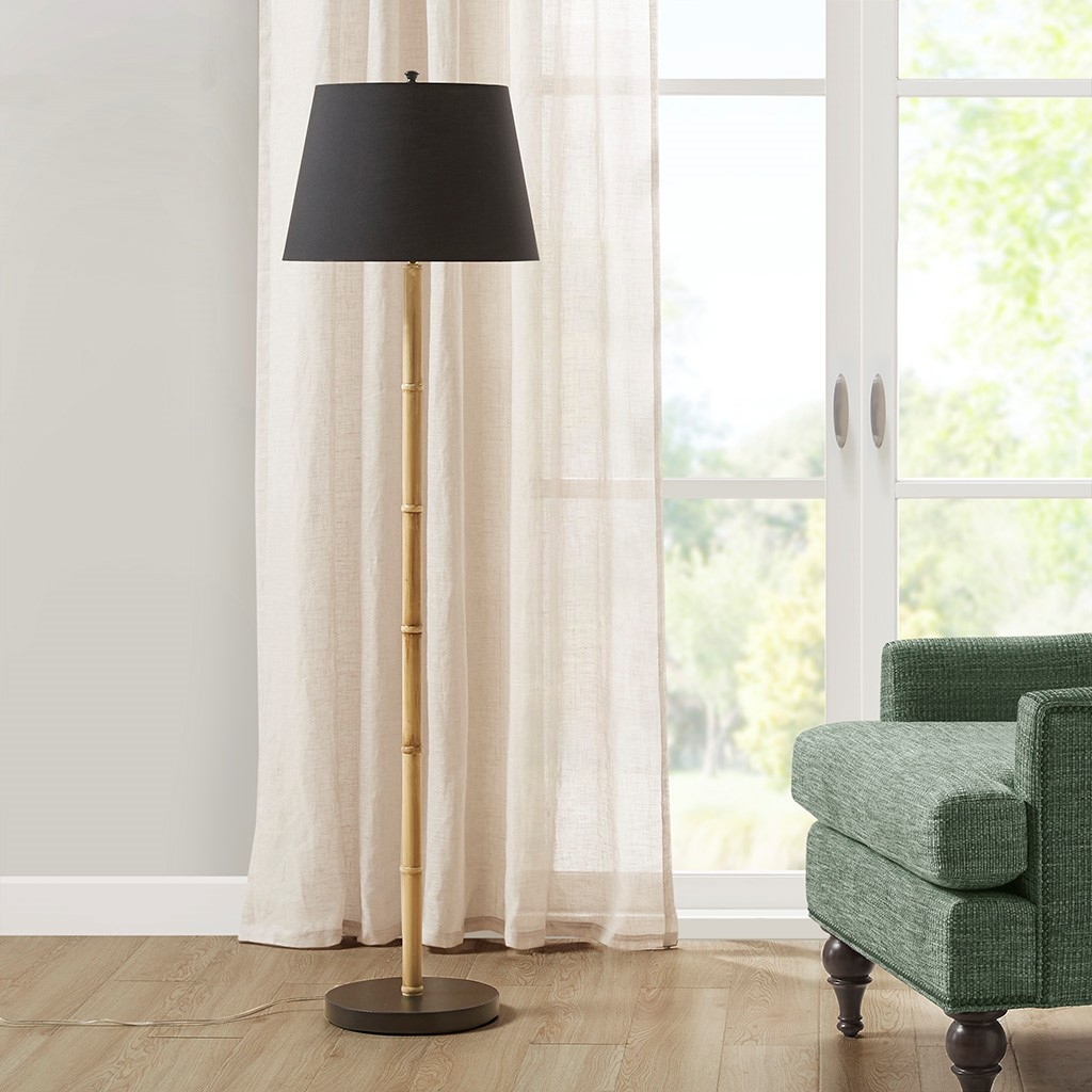 Floor lamp with bamboo shade hot sale