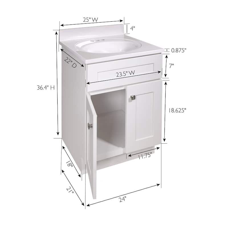 Design House 215632 Brookings 25" Free Standing Single Basin Vanity
