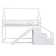preview thumbnail 7 of 28, White Twin Over Twin House Bunk Bed with Slide and Storage Staircase, Wooden Loft Bed with Guardrails for Kids