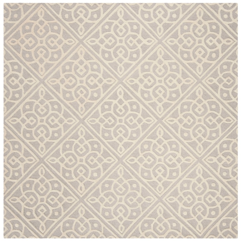 SAFAVIEH Handmade Cambridge Aristida Modern Wool Rug - 6' Square - Light Grey/Ivory
