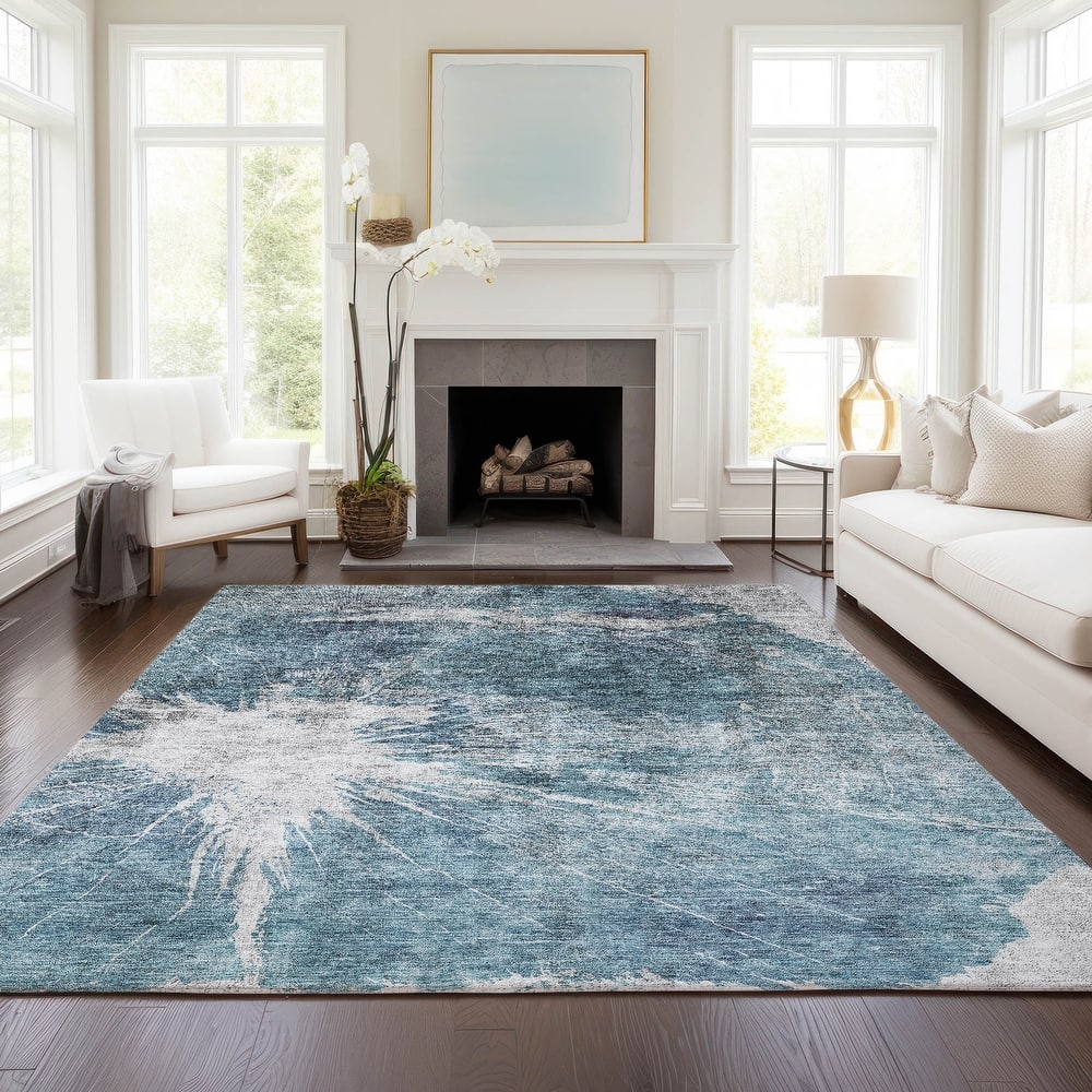 Machine Washable Indoor/ Outdoor Chantille Modern Tree Grain Rug