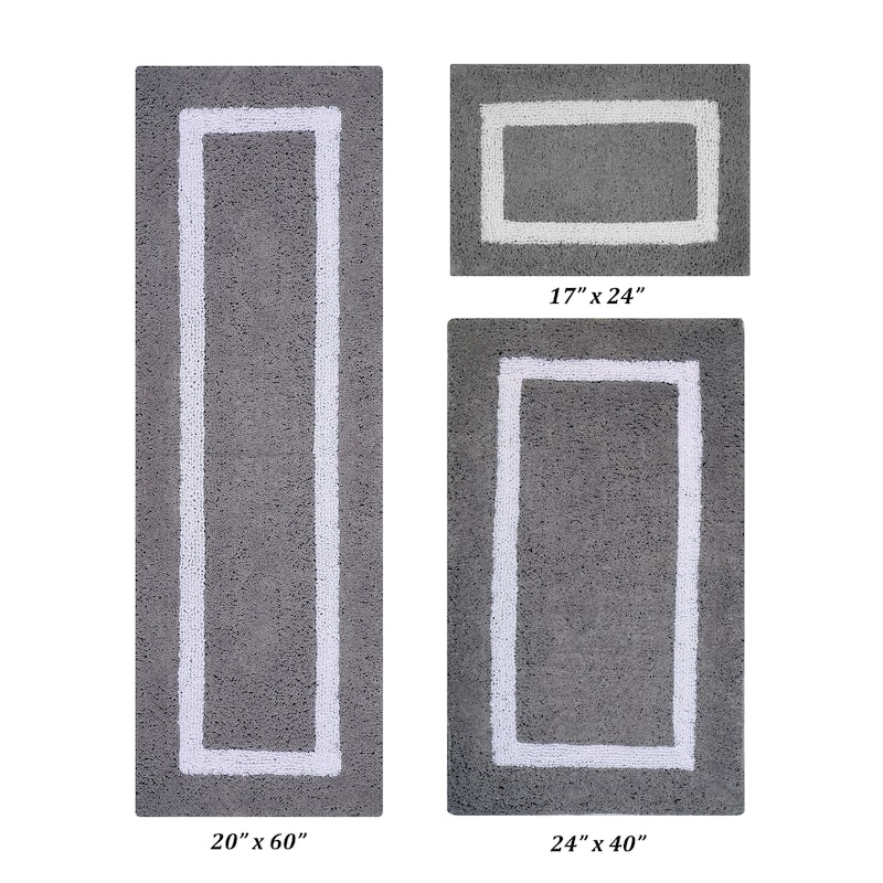 Better Trends Hotel Collection in Race Track 100% Cotton Super Absorbent Reversible Double Sided Machine Washable Bath Mat Rug