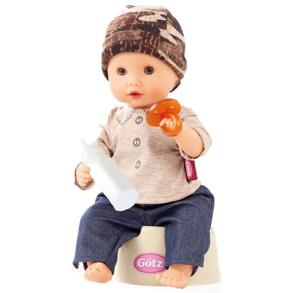 slide 2 of 5, Gotz Aquini 13" Drink & Wet Anatomically Correct Boy Bath Baby Doll with Potty