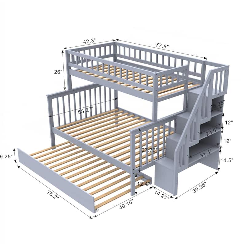 Versatile Stairway Bunk Bed with Extra Storage and Safety Features
