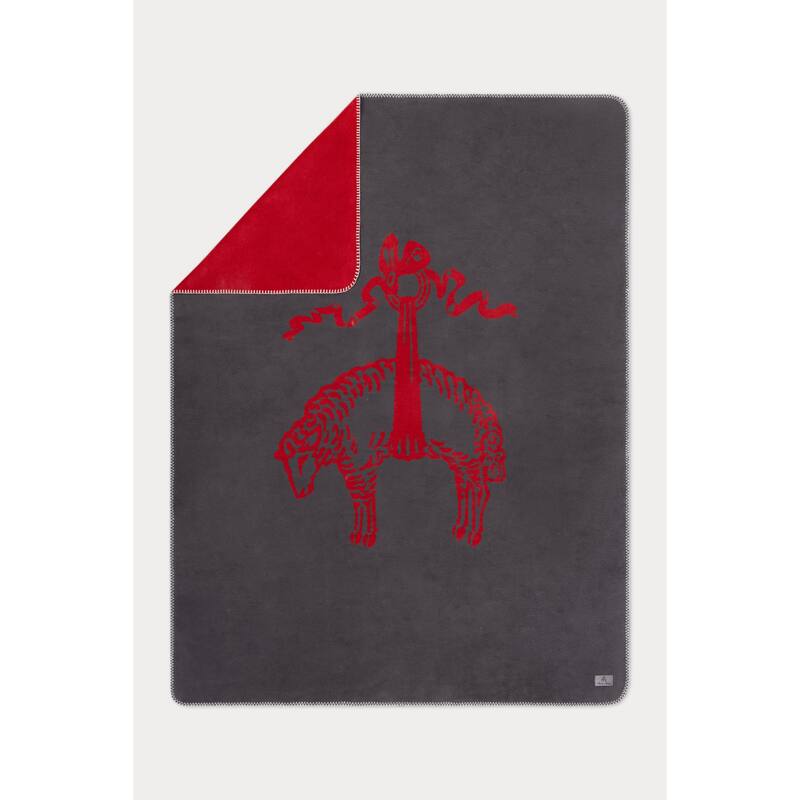 Brooks Brothers Double Faced Lamb Logo Throw - Red