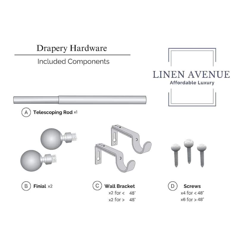 Linen Avenue Cylinder Double Window Curtain Rod Set