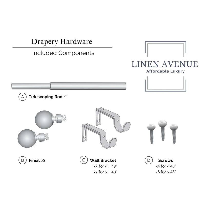 Linen Avenue Tan Travertine Single and Double Window Curtain Rod Set