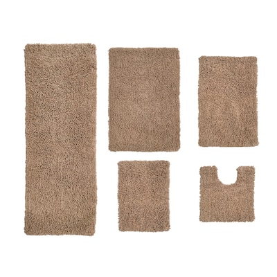 Fantasia Bath Rug 100% Cotton Non-Slip Bathroom Rug Set, Machine Washable Bath Rug, 5 Piece Bath Mat Set with Contour