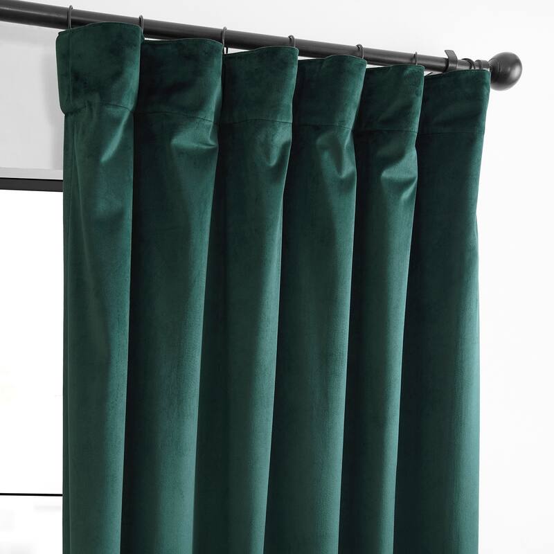 Exclusive Fabrics Basic Deluxe Velvet Room Darkening Curtain Pair - 2 Panels Window Curtains