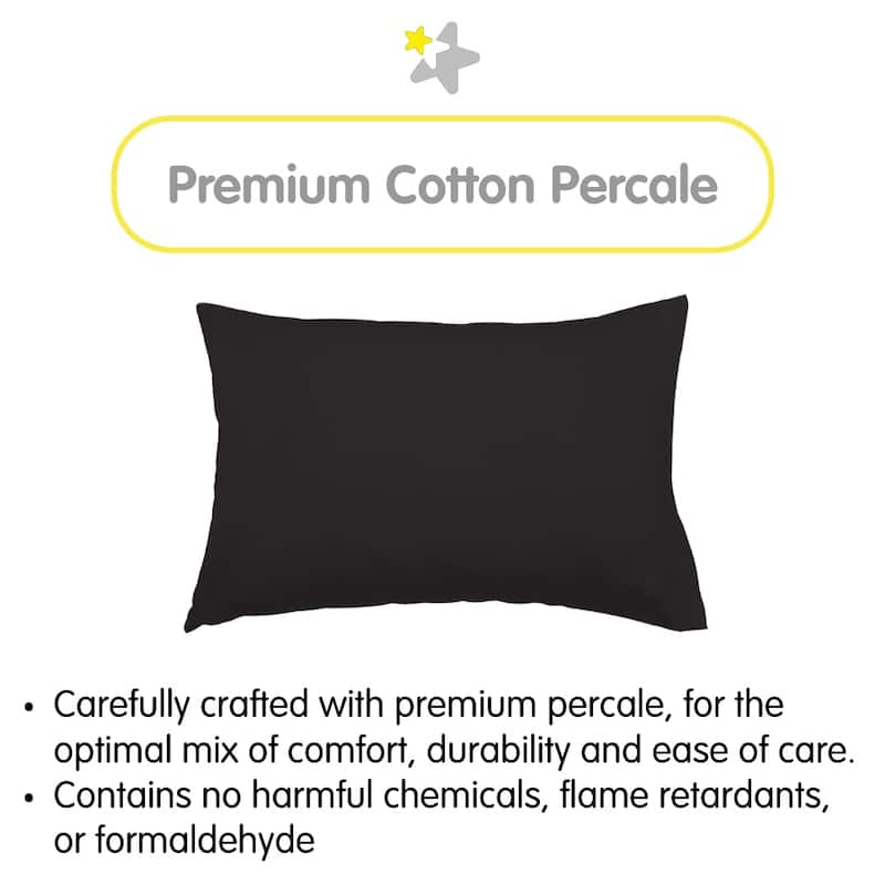 BreathableBaby Cotton Percale Pillowcase, For 13" x 18"/33 x 46 cm Toddler Pillow, Solids (2-Pack)
