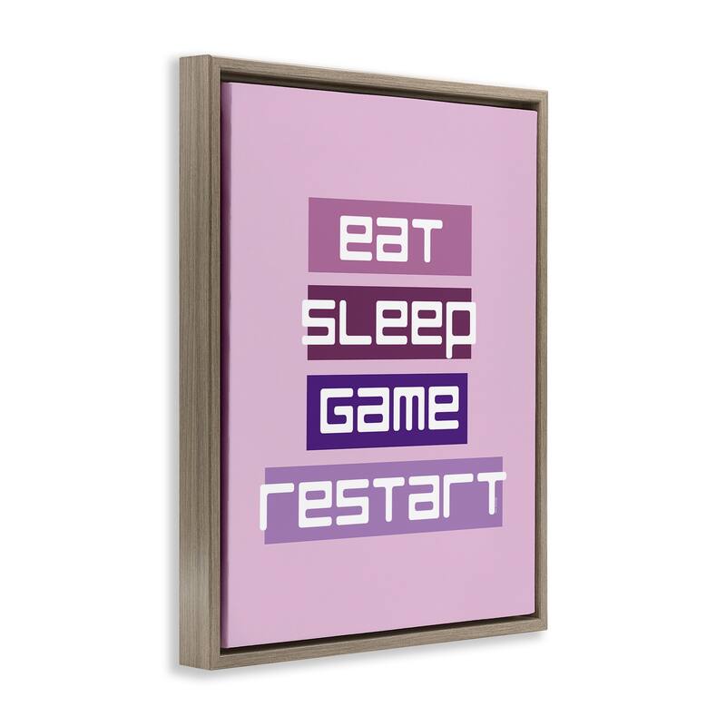 Stupell Eat Sleep Game Restart Framed Floater Canvas Wall Art Design By Yass Naffas Designs