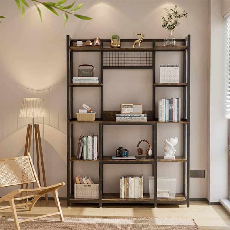 67" Industrial 5-Tier Bookshelves Metal Bookcase Kitchen Storage Shelves