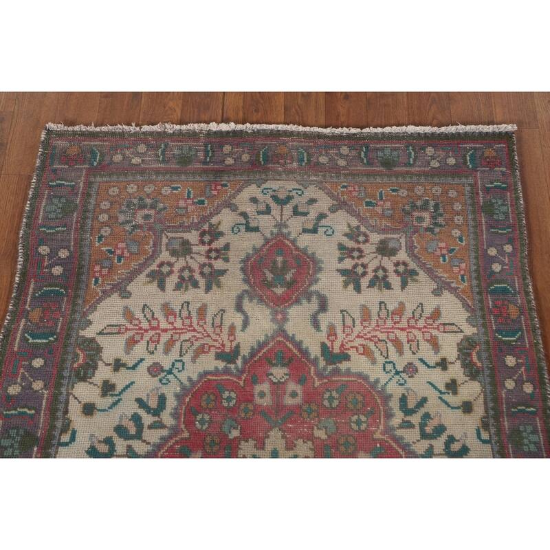 Tabriz Persian Accent Rug Hand-Knotted Floral Wool Carpet - 3'1"x 4'9"
