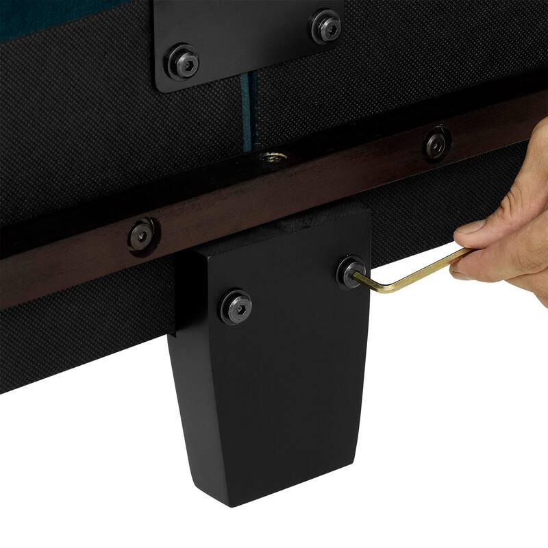 Charcoal Grey Upholstered King Size Platform Bed with Padded Headboard