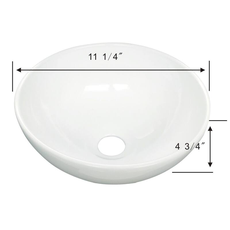 Small Round White Ceramic Counter Top Bathroom Vessel Sink 11.25" Dia