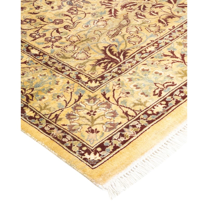 Overton Handknotted Wool Traditional Oriental Yellow Area Rug - 4' x 6'