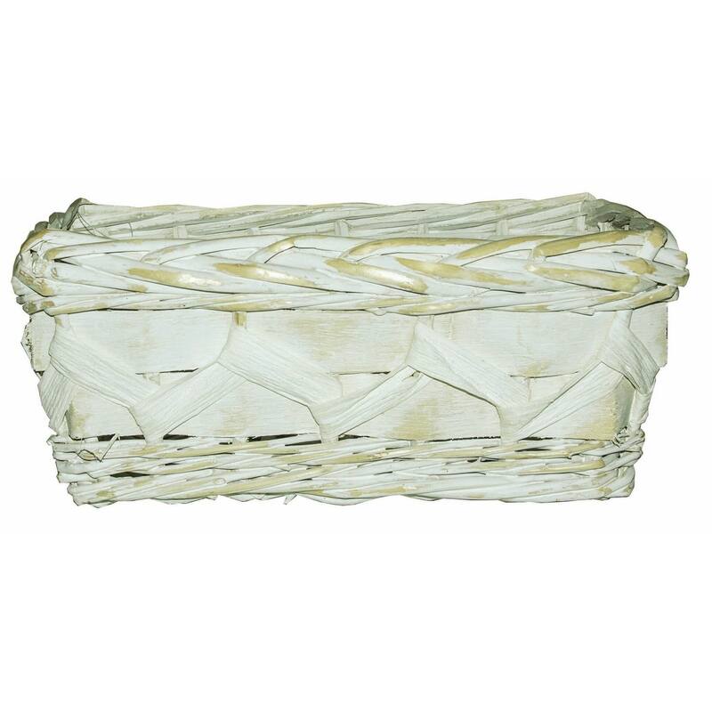 Antique Look White Washed Wicker Basket