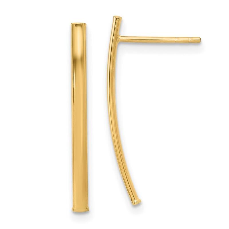 Curata 10k Yellow Gold 24x4mm Polished Bar Post Earrings