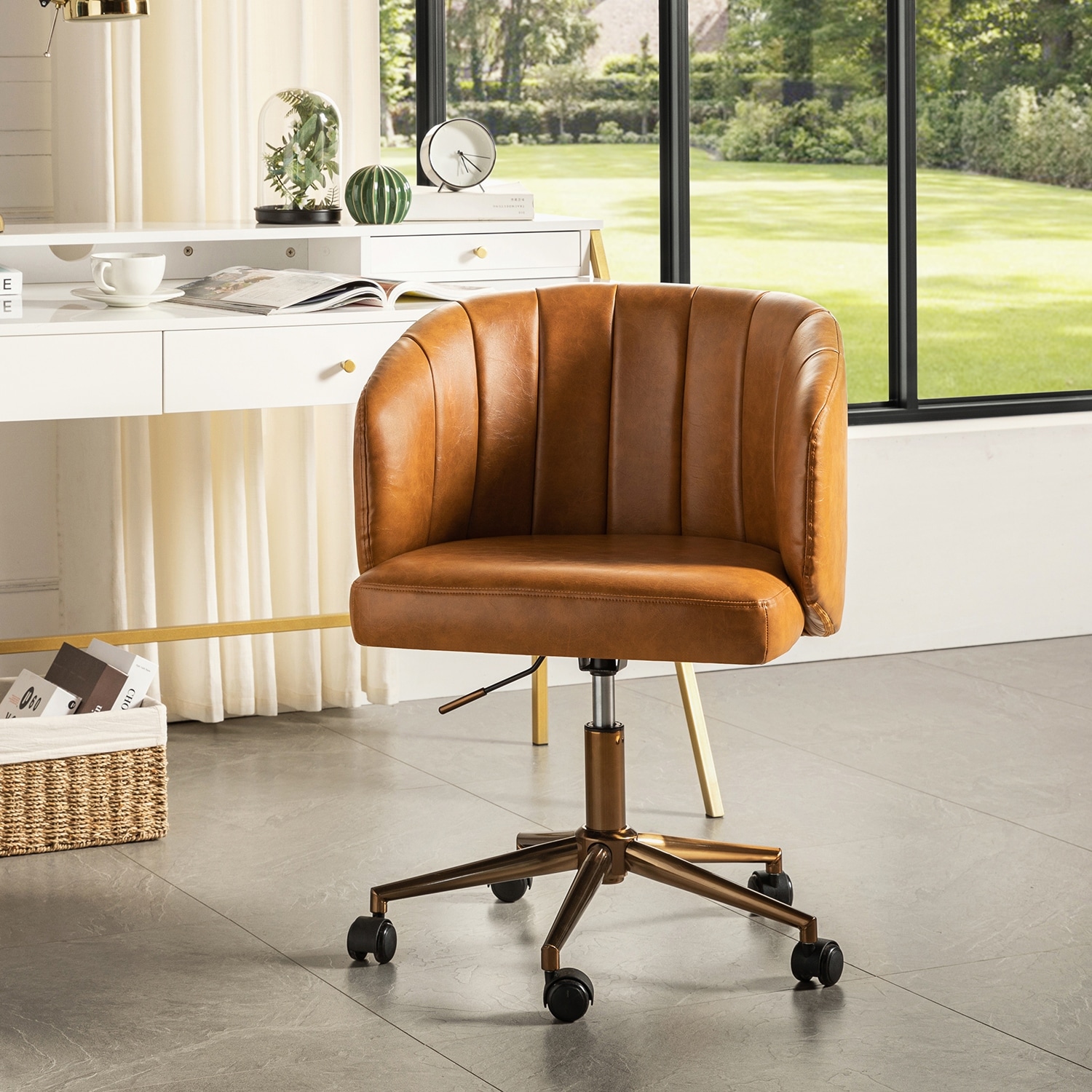 Vegan leather desk chair sales