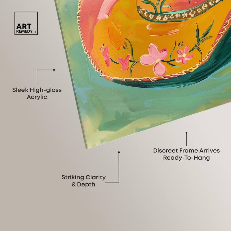 Wildflower Cowboy Hat Acrylic by Art Remedy, Ready to Hang