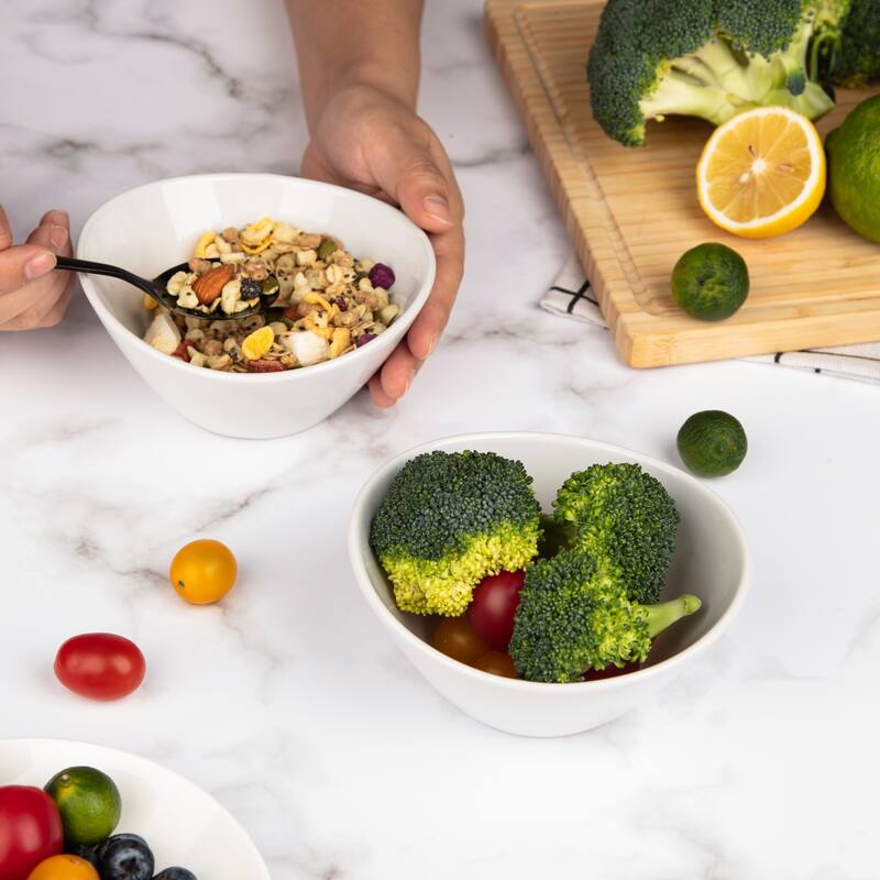 42 Ounce Porcelain Bowls Set of 4 Pack Premium White Ceramic Bowls for Cereal, Soup, Salad, Pasta