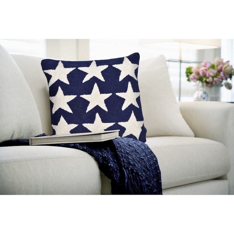 Liora Manne Frontporch Stars Indoor/Outdoor Pillow Blue 18" Square