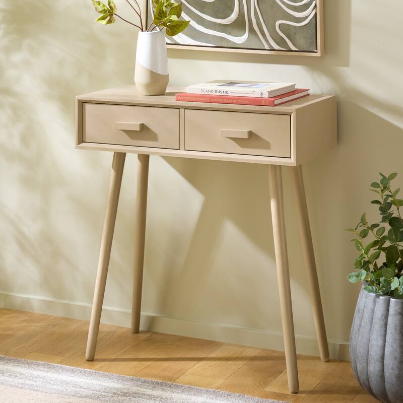 SAFAVIEH Pearla Antique White 2-Drawer Console Table - 28.3" x 13.8" x 30.8" - 28"W x 14"D x 31"H