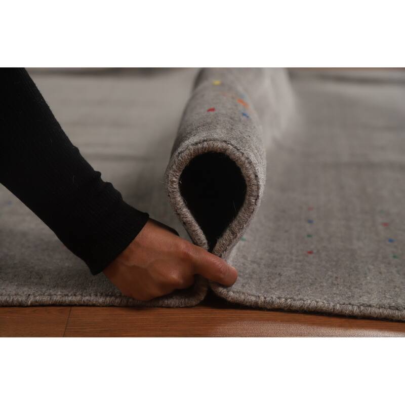 Hand Knotted Oriental 100% Wool Carpet Tribal Tribal Greys & Charcoal Gabbeh Area Rug - 12' 3'' X 8' 11''
