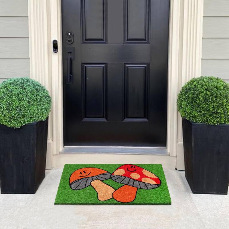 A1HC Natural Coco Coir Door Mat with Heavy Duty Non-Slip PVC Backing - 18" x 30" - Easy to Clean
