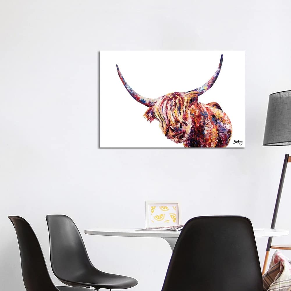 iCanvas "Olivia's Highland Cow" by Becksy Canvas Print