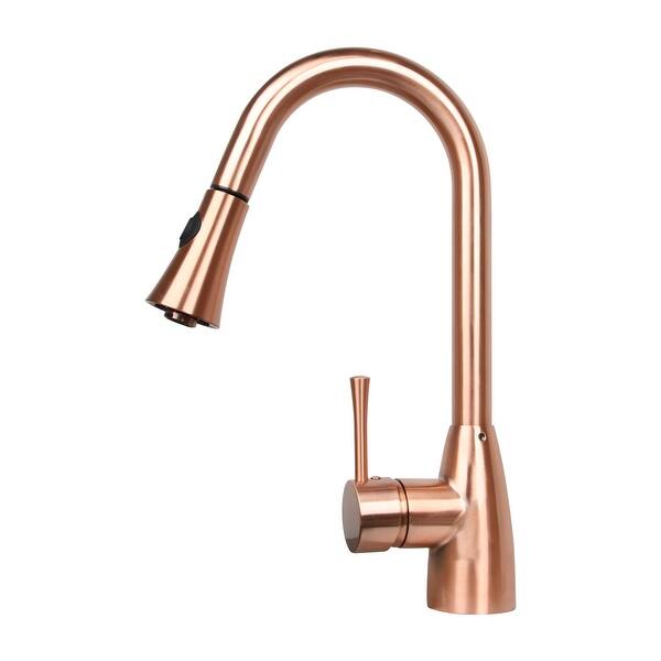 Copper Kitchen Faucet with Single Level Handle and Pull Down ...