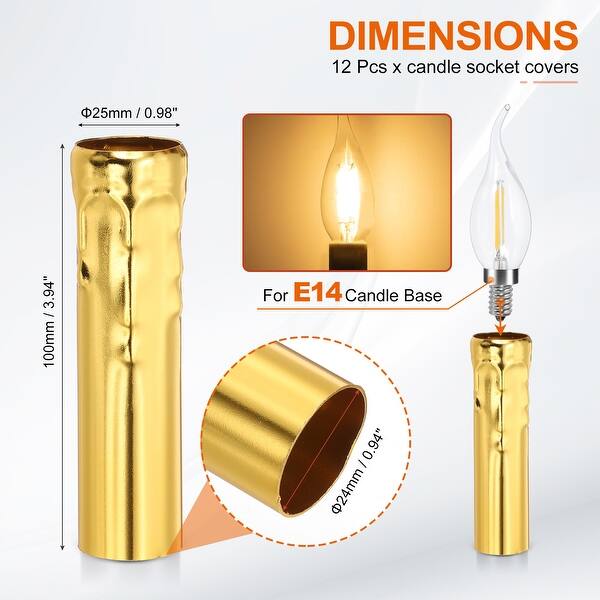 dimension image slide 31 of 39, Candle Covers Sleeves, Socket Sleeves for Candelabra Base Bulbs