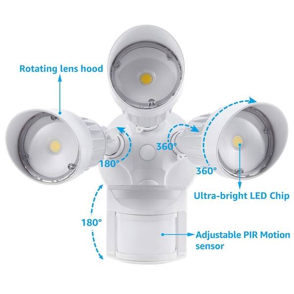 Shop 30w 3 Head Motion Activated Led Outdoor Security Light