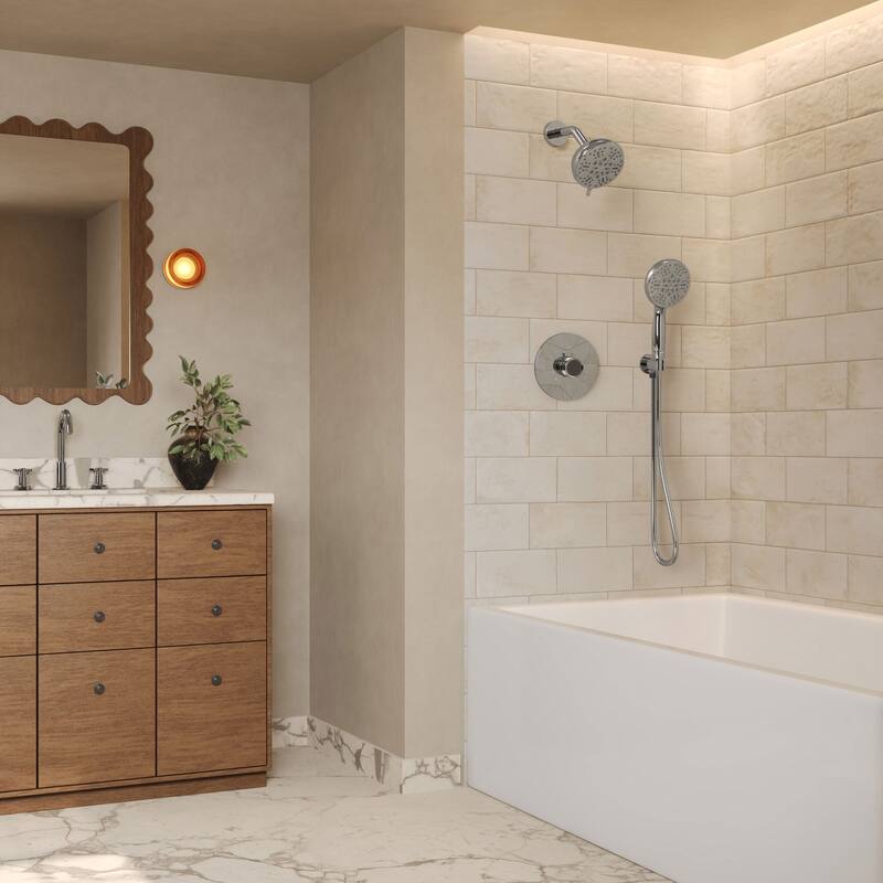 GRANDJOY Wall Mounted 5-Spray Shower System including Handheld Sprayer - Chrome