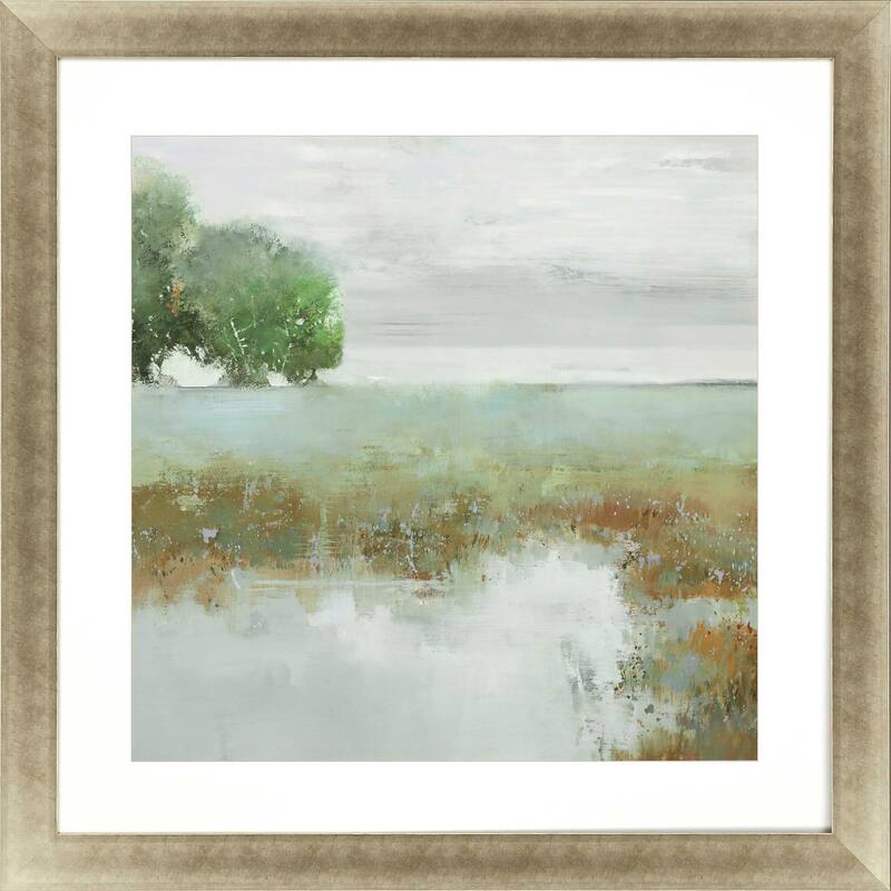 Trees and Creek I Framed Art Giclee Under Glass - Green - 42 X 42 X 2