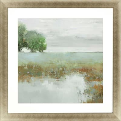 Trees and Creek I Framed Art Giclee Under Glass - Green