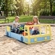 preview thumbnail 2 of 8, Costway Kids Wooden Sandbox, Large Car-Theme Sand Box with Bottom