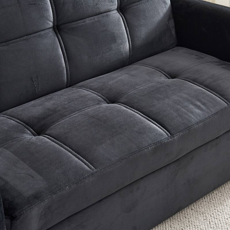 Velvet Sofa Bed with Two Pillows and Comfortable Support