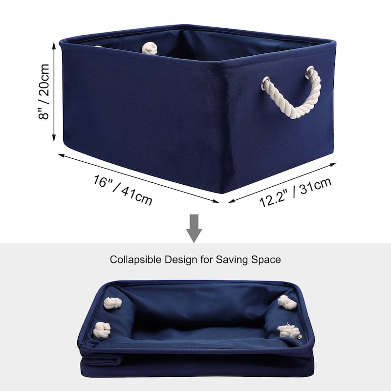Foldable Storage Basket, Fabric Collapsible Clothes Box with Handles - L