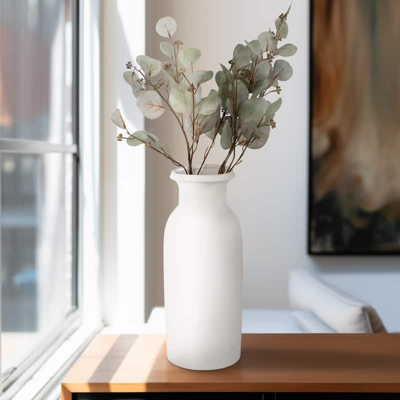 Sagebrook Home White Solid Color Ceramic Tall Slim Vase - 7" x 7" x 16"