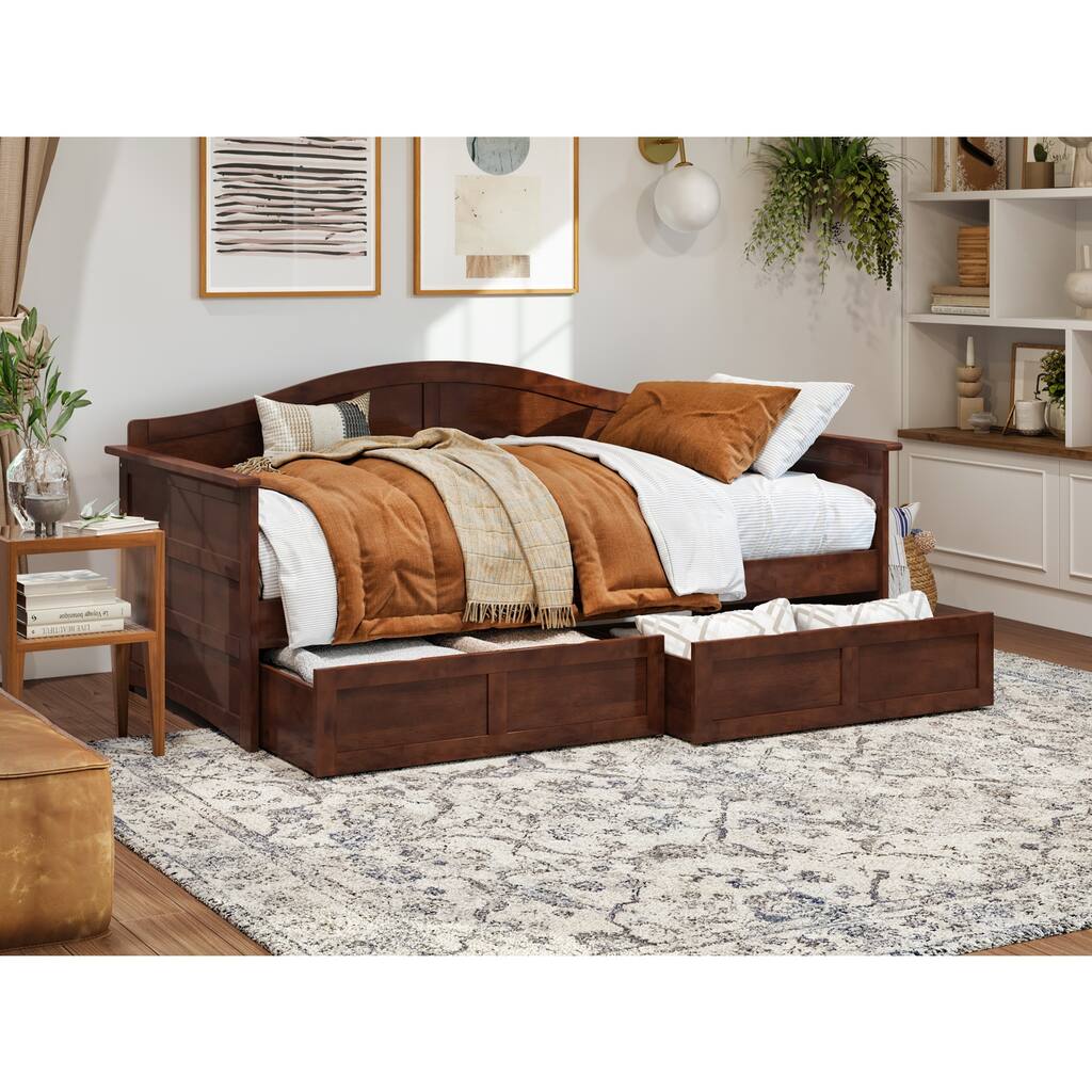 Twin Daybed with Storage - Solid Wood Frame, Modern Design, 78" x 40" - 600lb Capacity