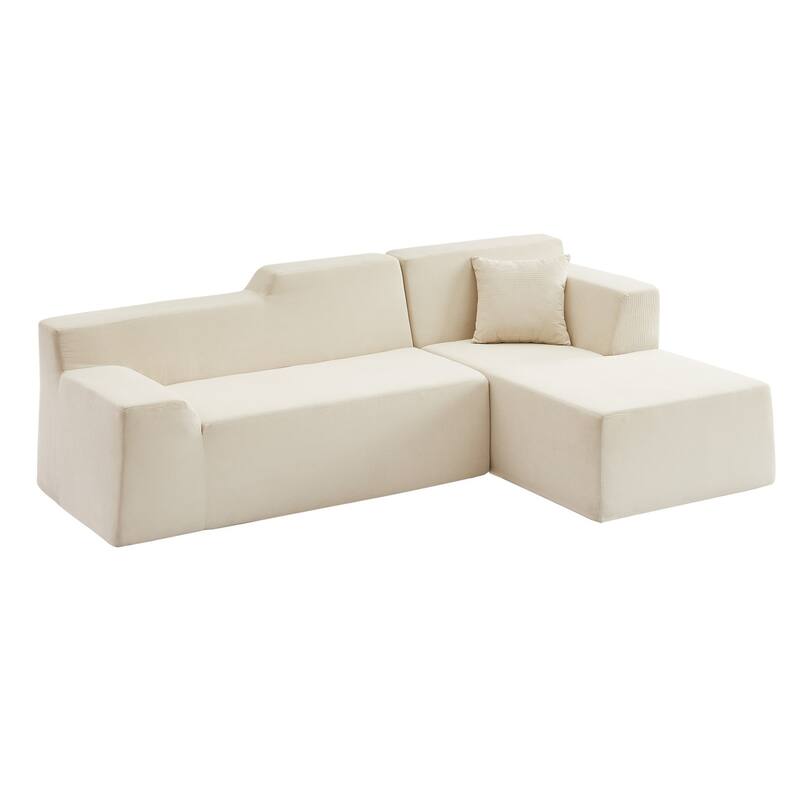 96.46" L-Shaped Corduroy Sectional Sofa, No Assembled Required